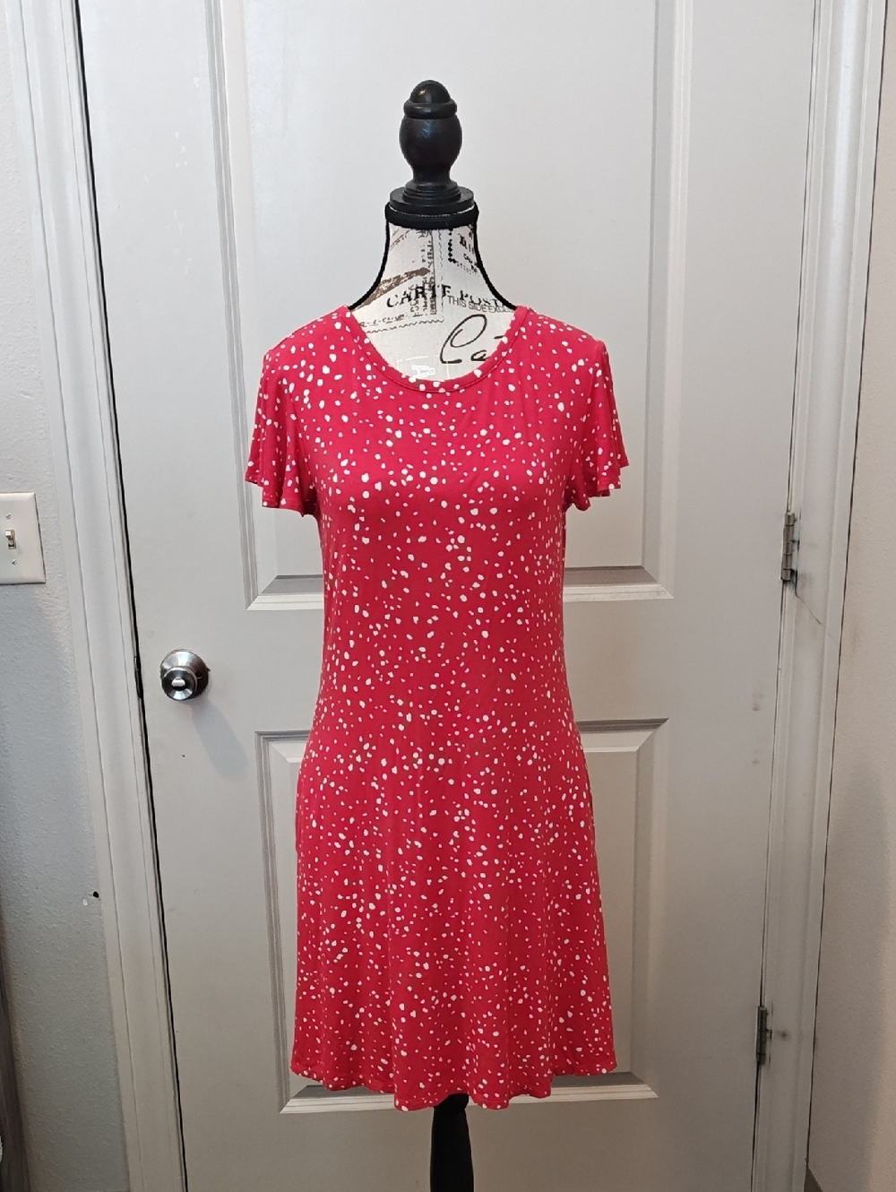 Pink Polka Dot Short Sleeve Mini Dress